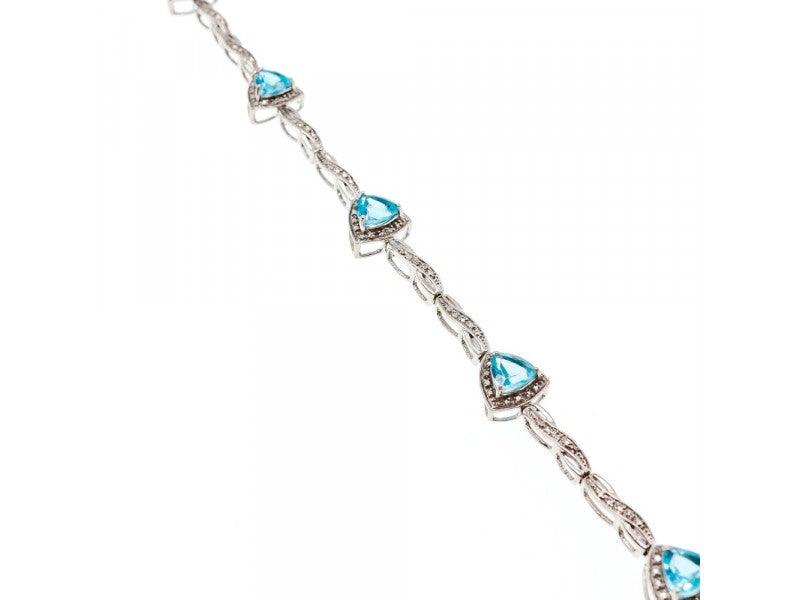 925 Sterling Silver Blue Topaz Bracelet Size 7 IN