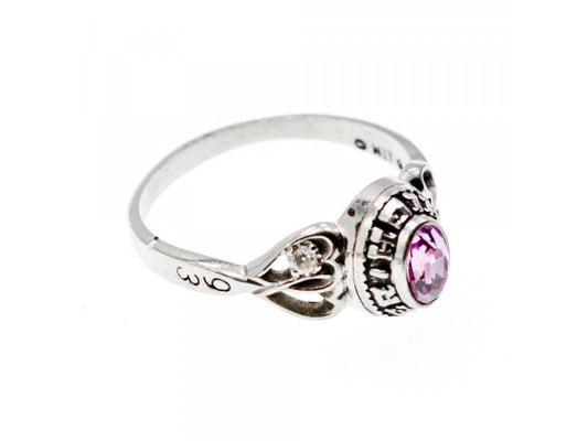 925 Sterling Silver Pink Topaz & Goshenite Ring Size 9.5