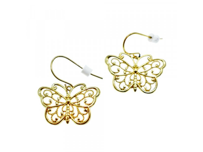 925 Sterling Silver Gold Plated "Butterflies" Earrings