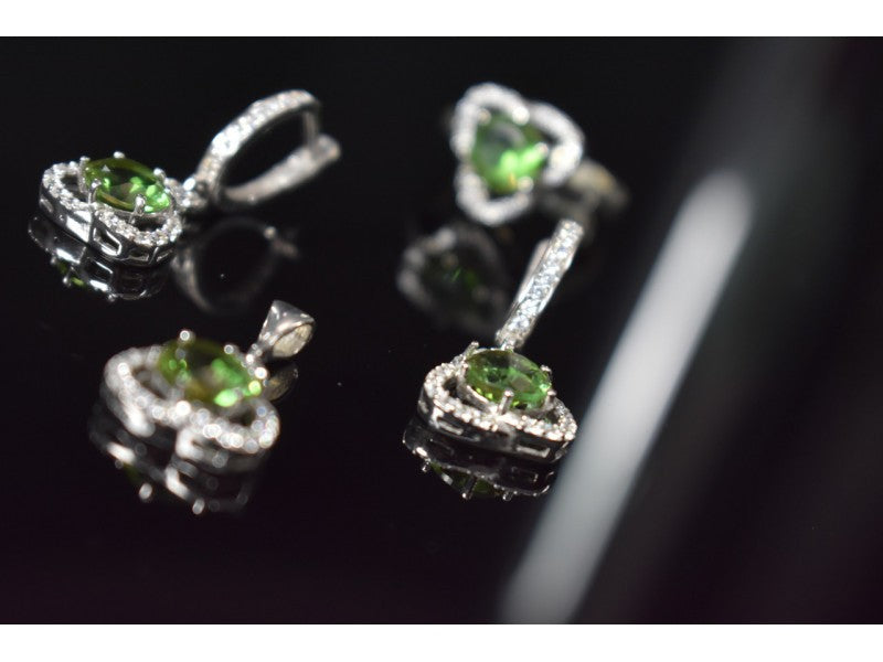 925 Sterling Silver Alpanite & CZ Jewelry SET Turkey