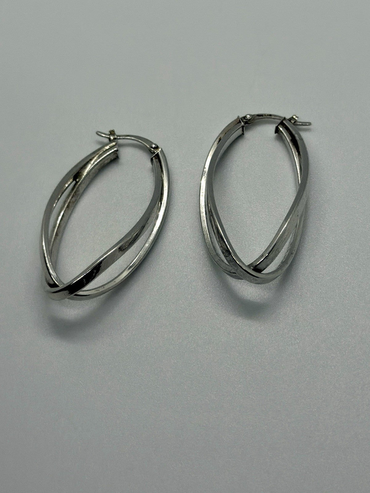 925 Sterling Silver Triple Twist Oval Hoop Earrings