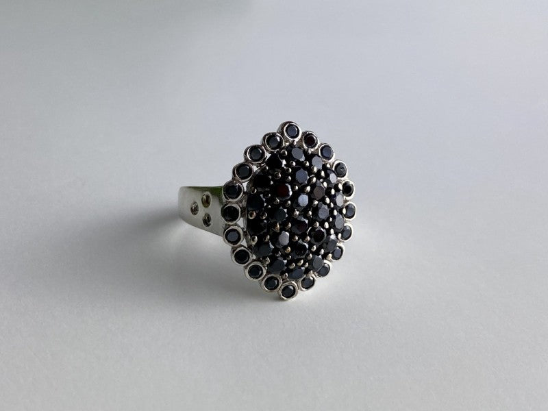 925 Sterling Silver Sapphires & CZ Ring Size 9