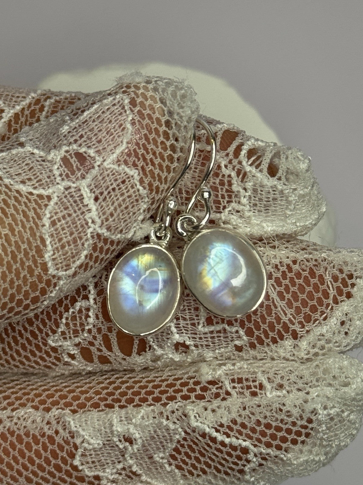 925 Sterling Silver Moonstone Earrings Length 1.1 Inch