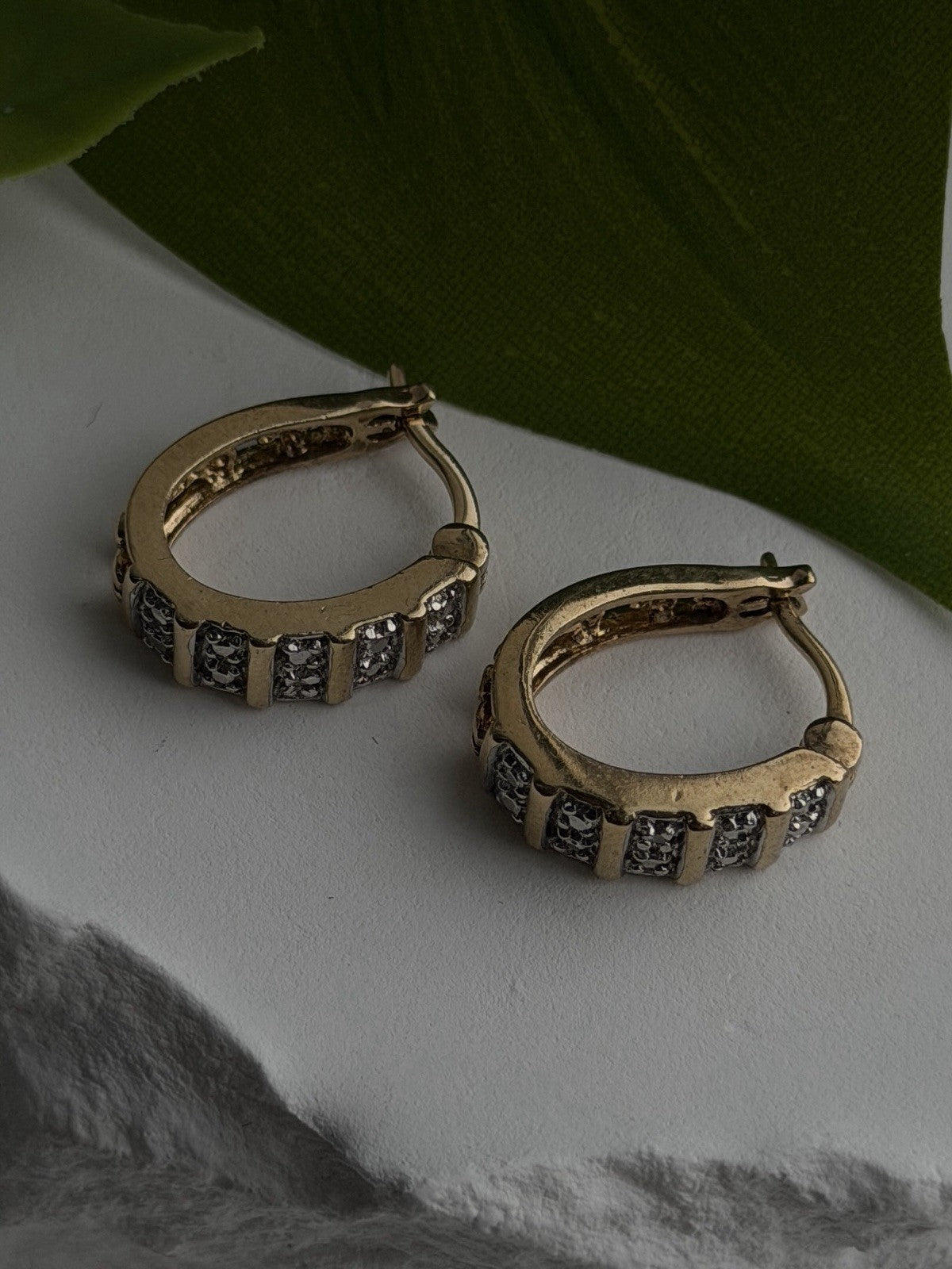 Retro Channel 925 Sterling Silver Gold Plated Elegant Hoop Earrings