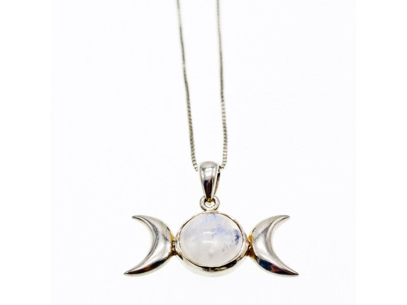 925 Sterling Silver Moonstone "Moon" Chain With Pendant Italy
