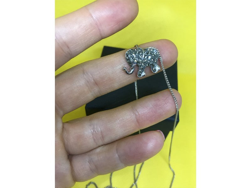 925 Sterling Silver CZ Elephant Chain With Pendant