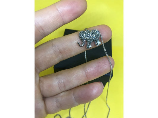 925 Sterling Silver CZ Elephant Chain With Pendant