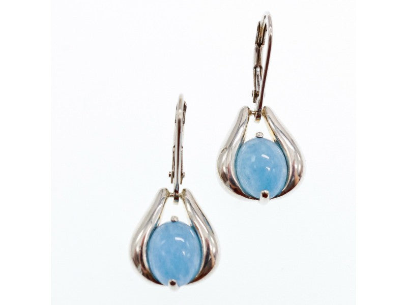 925 Sterling Silver Blue Agate Earrings