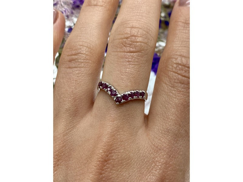 925 Sterling Silver Pink Topaz Ring Size 8