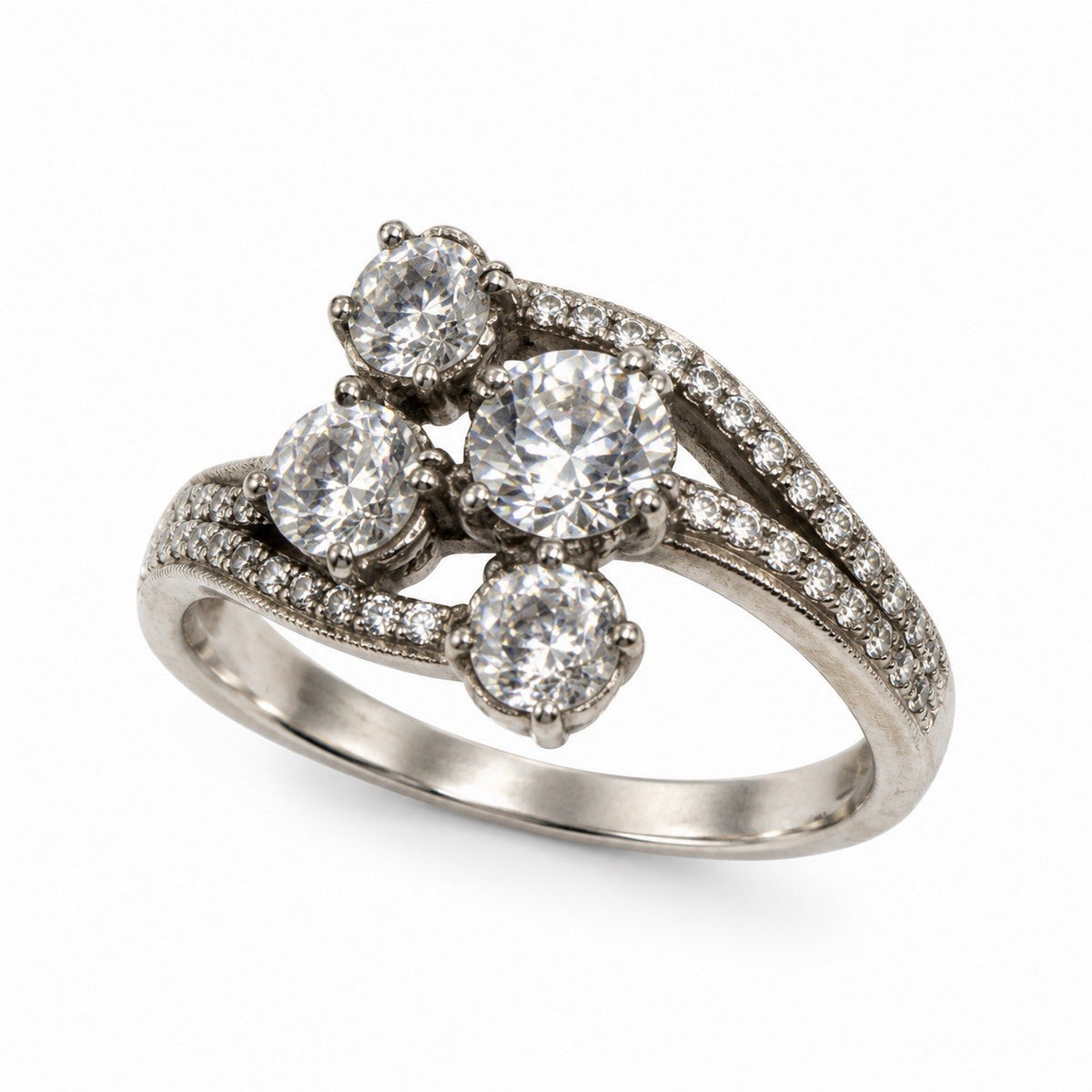 Elegant Shiny 925 Sterling Silver Cz Ring Size 7