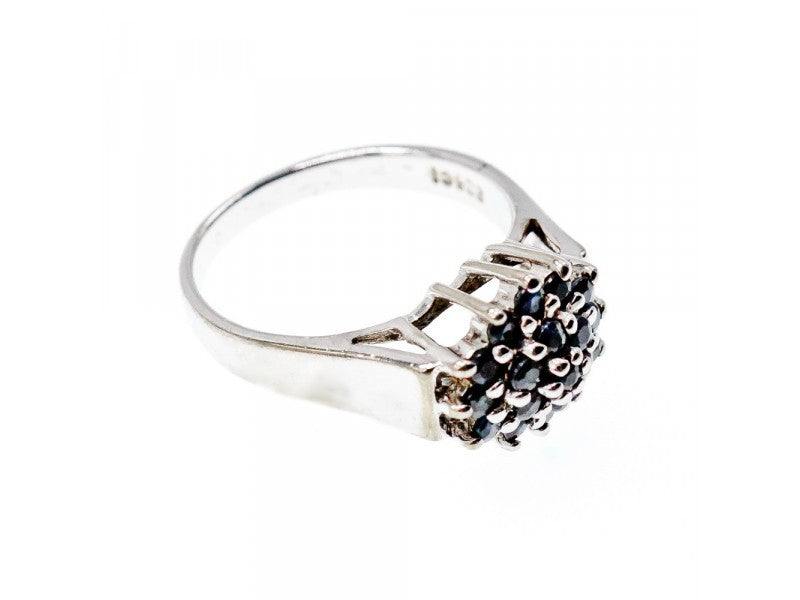925 Sterling Silver Sapphires "Flower" Ring Size 8