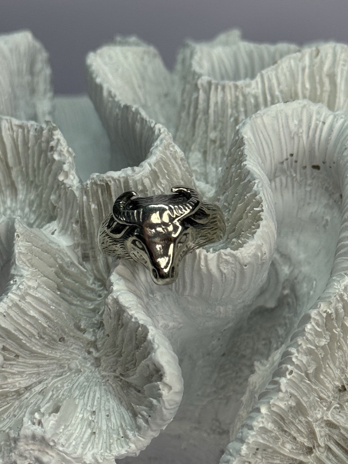Men'S 925 Sterling Silver "Bull" Ring Size 9.5