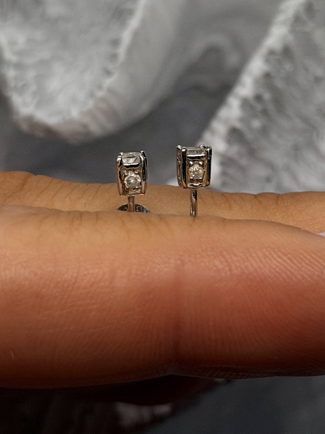 10K White Gold Princess Cut Diamond Stud Earrings 0.25 CTW
