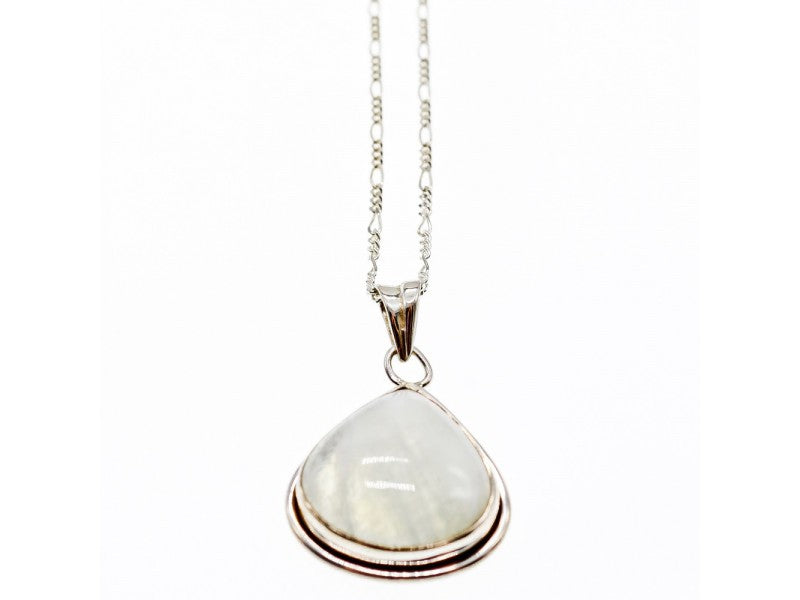 925 Sterling Silver Moonstone Chain With Pendant Italy