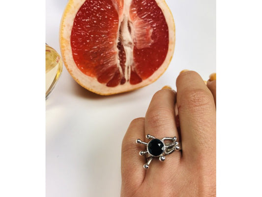 925 Sterling Silver Black Tourmaline (Sherl) Ring Size 6.5