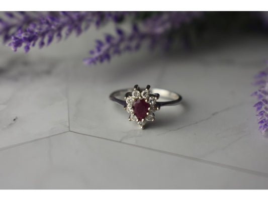 925 Sterling Silver Pink Spinel and CZ Ring Size 8