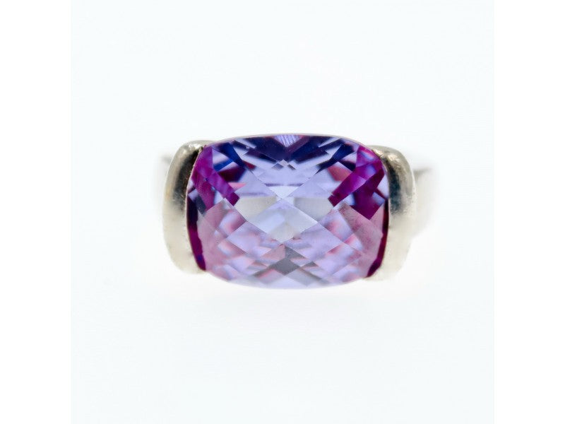 925 Sterling Silver Purple CZ Ring Size 8