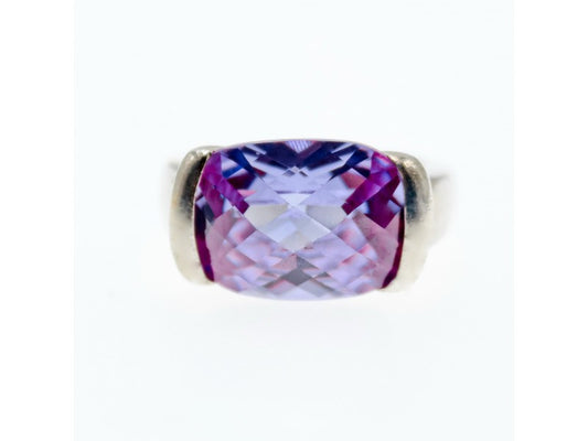 925 Sterling Silver Purple CZ Ring Size 8