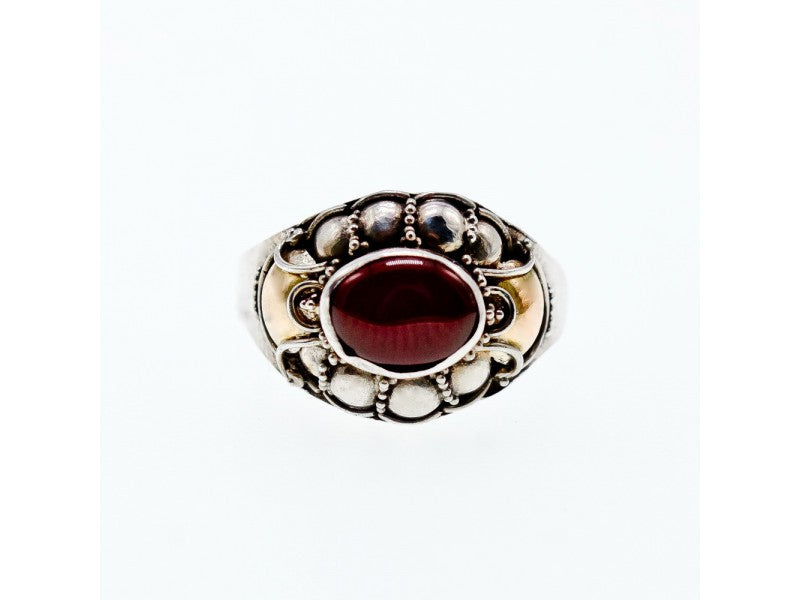 Vintage 925 Sterling Silver Agate Ring Size 8.5