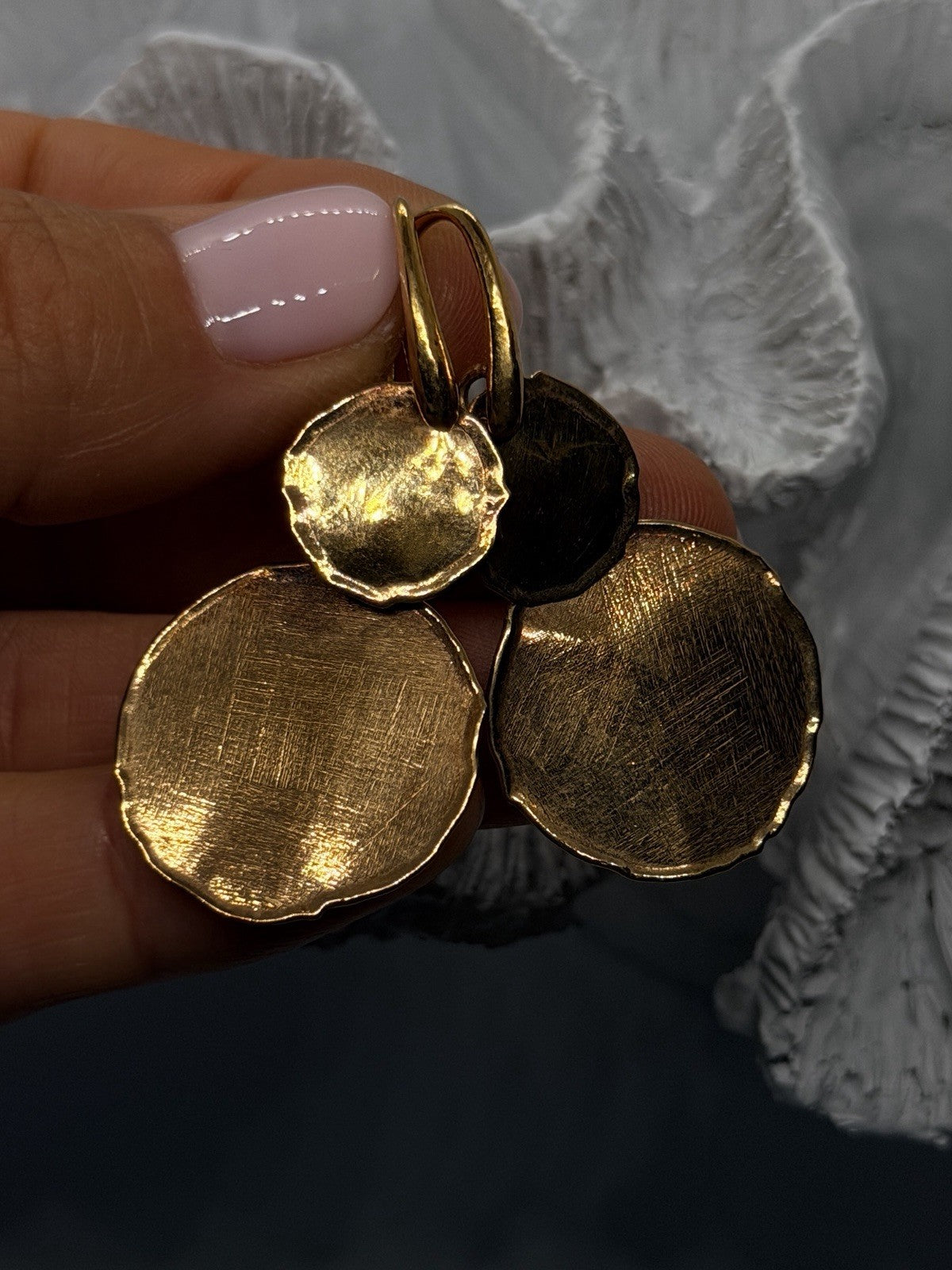 Elegant Classy Italy Gold Plated 925 Sterling Silver Drop Earrings
