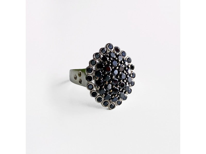 925 Sterling Silver Sapphires & CZ Ring Size 9