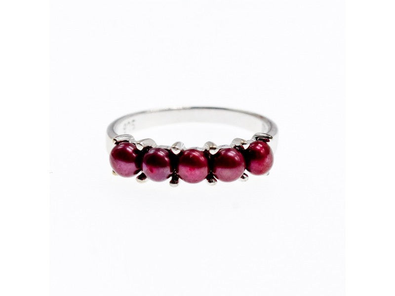 925 Sterling Silver Cherry Pearls Ring Size 7