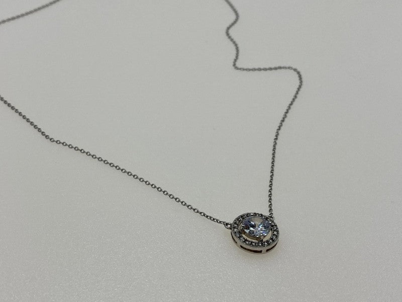925 Sterling Silver CZ Pendant Necklace