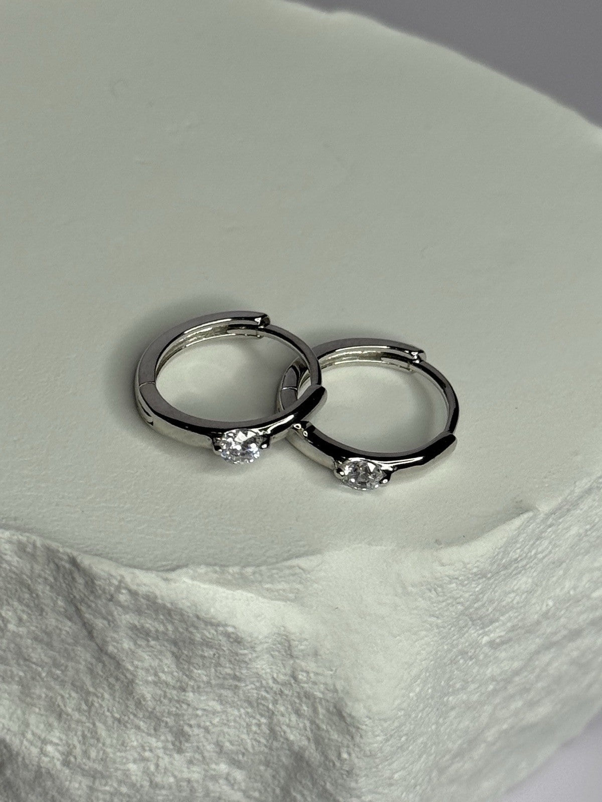 925 Sterling Silver Minimalist CZ Earrings Length 0.5 Inch
