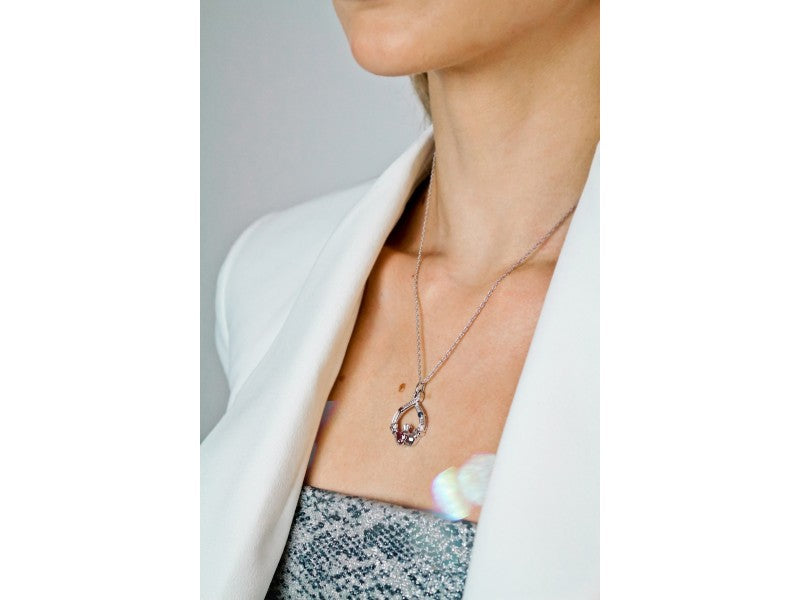 925 Sterling Silver Alexandrite, Rubellite & Sapphire Chain With Pendant