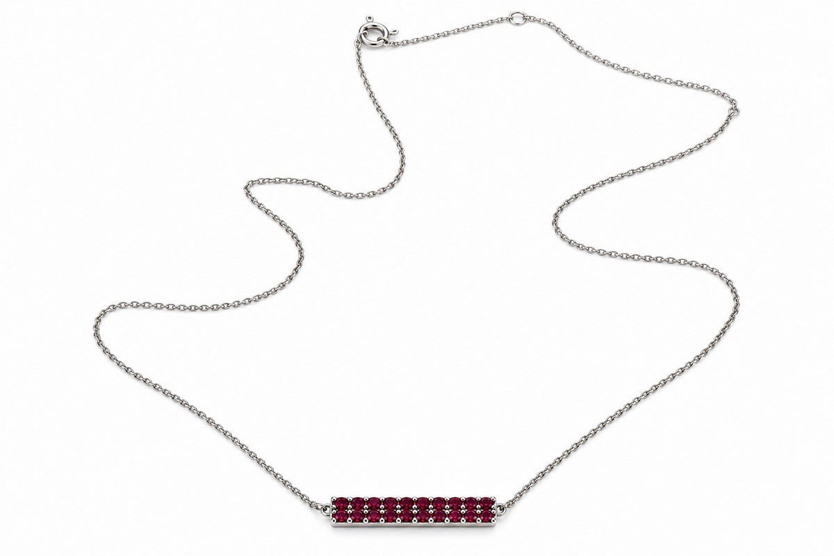 DOL 925 Sterling Silver Pink Sapphire Stones Necklace
