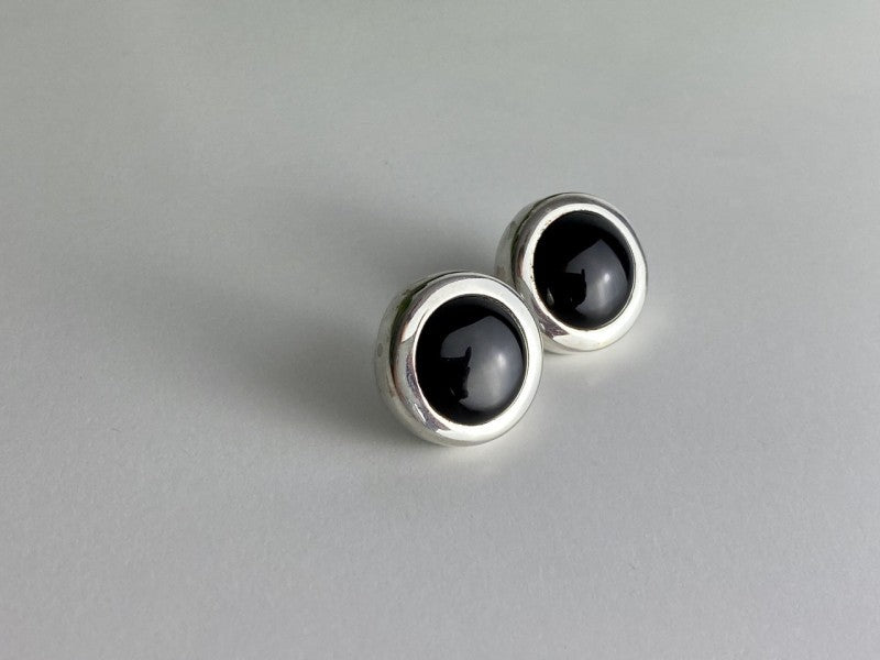 925 Sterling Silver Black Onyx Classic Stud Earrings