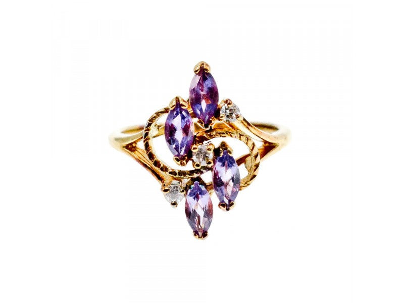 925 Sterling Silver Gold Plated Tourmaline & Beryl Ring Size 9