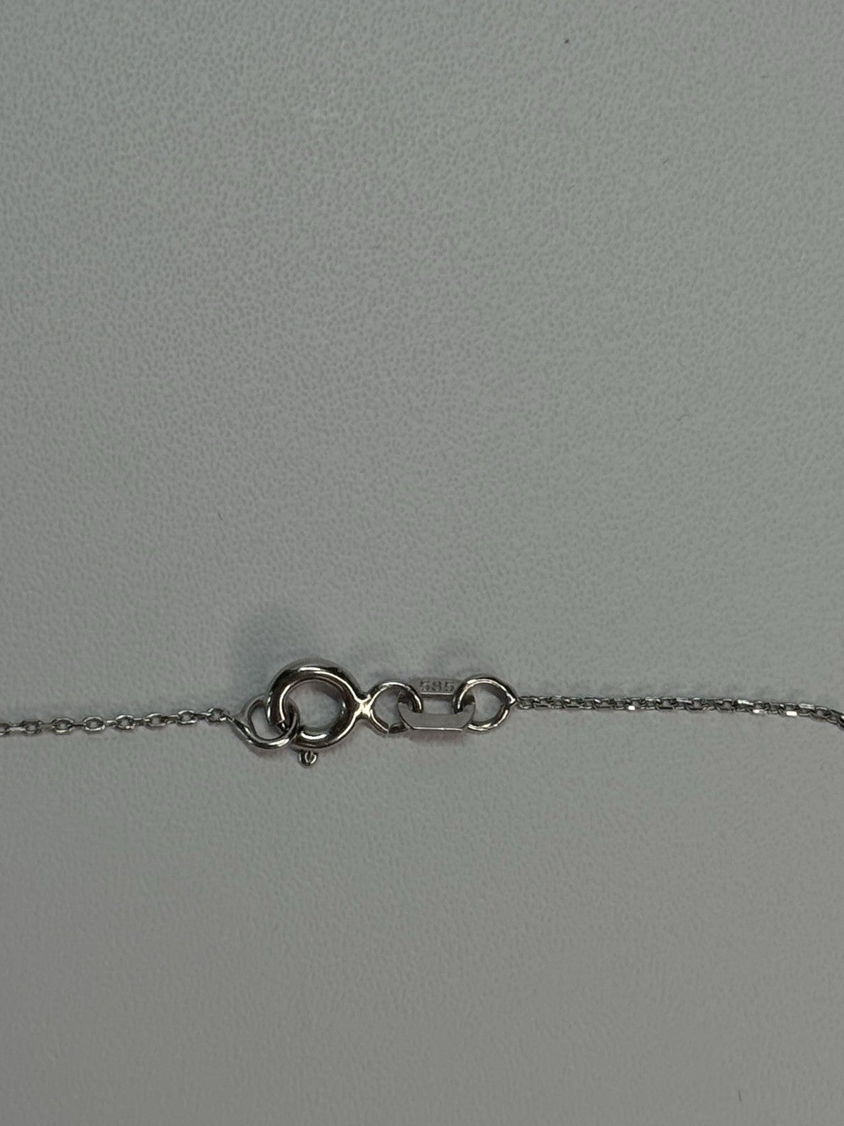14K WHITE GOLD NECKLACE WHITE & BLUE CRYSTALS LENGTH 17 INCH