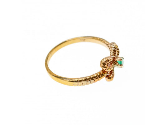 10K Yellow Gold Emerald BOW Ring Size 7.25