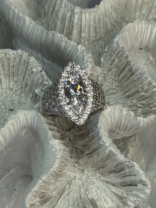 Shiny 925 Sterling Silver CZ Ring Size 6