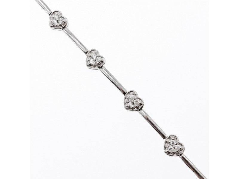925 Sterling Silver CZ Bracelet "Hearts" Size 7 In