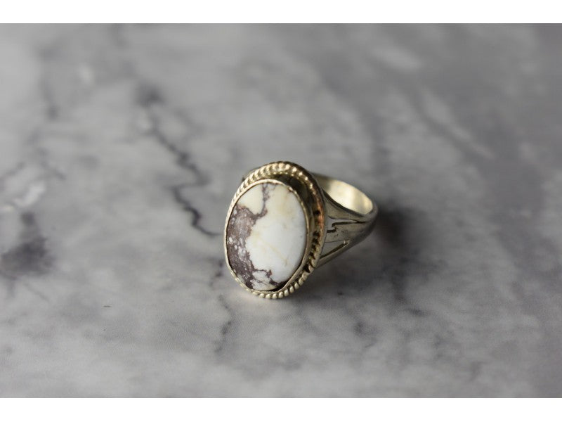 Vintage 925 Sterling Silver Moss Agate Ring Size 5.5