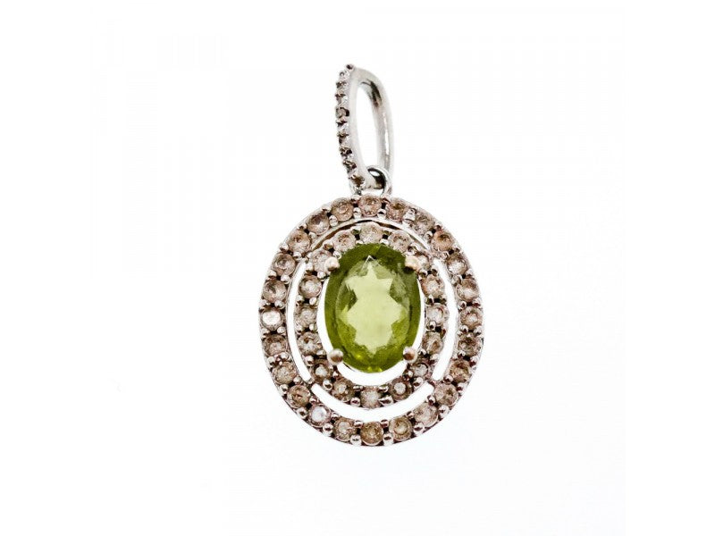 925 Sterling Silver Peridot & White Beryl Pendant