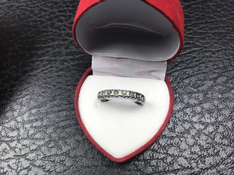 925 Sterling Silver Green CZ Ring Size 6.5