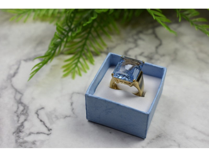 925 Sterling Silver Gold Plated Iolite Ring Size 6.5