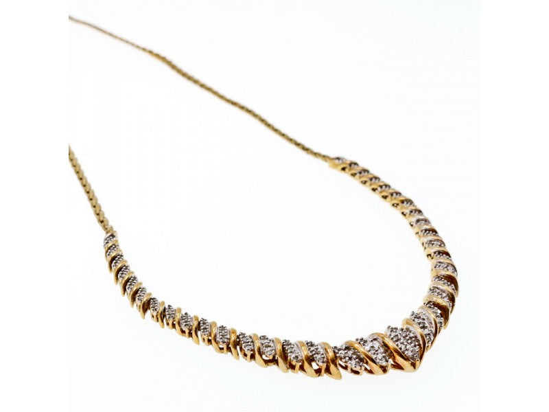 925 Sterling Silver Gold Plated Diamonds Necklace