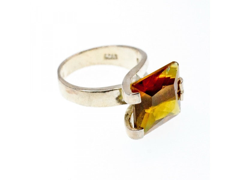Vintage 925 Sterling Silver Heliodor Ring Size 6.75