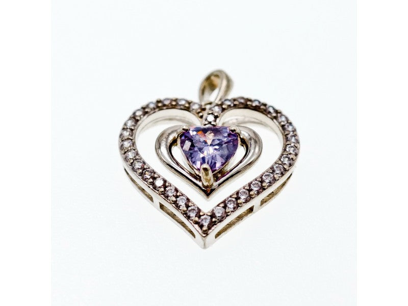 925 Sterling Silver Amethyst & Beryl "Heart" Pendant