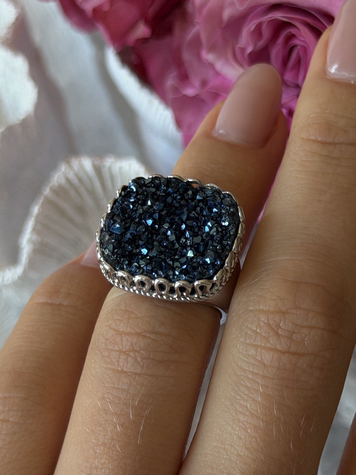 Beautiful 925 Sterling Silver Marcasite Ring Size 5