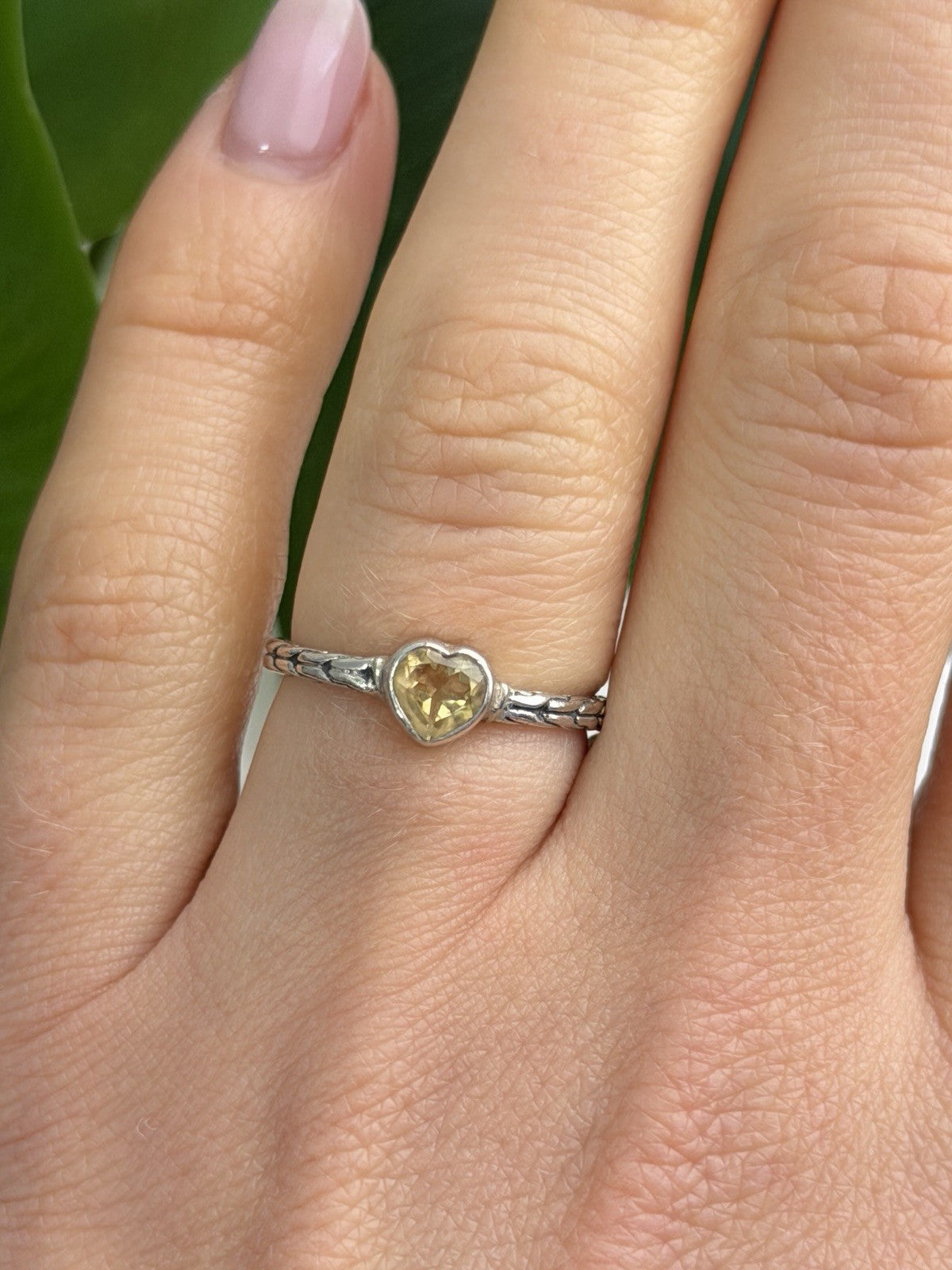 ATI 925 Sterling Silver Citrine Heart  Ring Size 6.5
