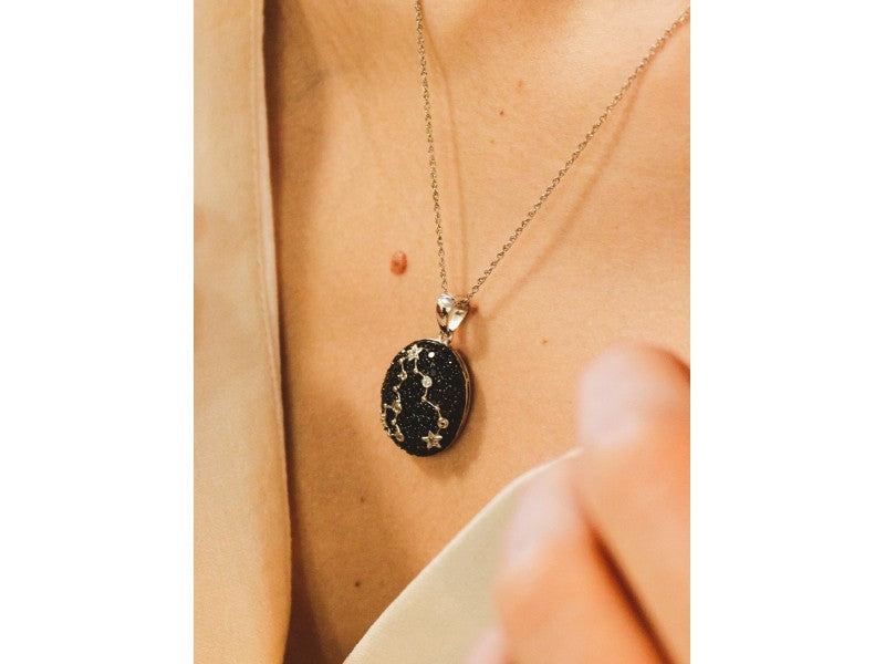 925 Sterling Silver Black & White Spinel Chain With Pendant