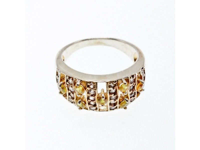 925 Sterling Silver Citrine & Quartz Ring Size 8.5