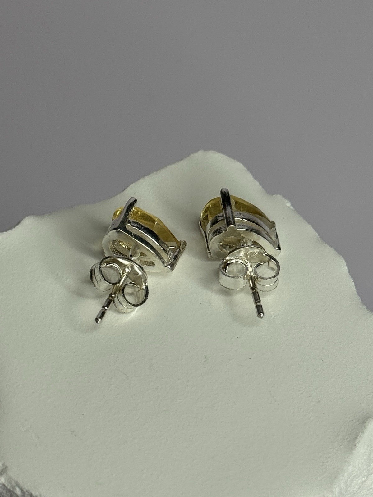 925 Sterling Silver Citrine Earrings Length 0.4 Inch