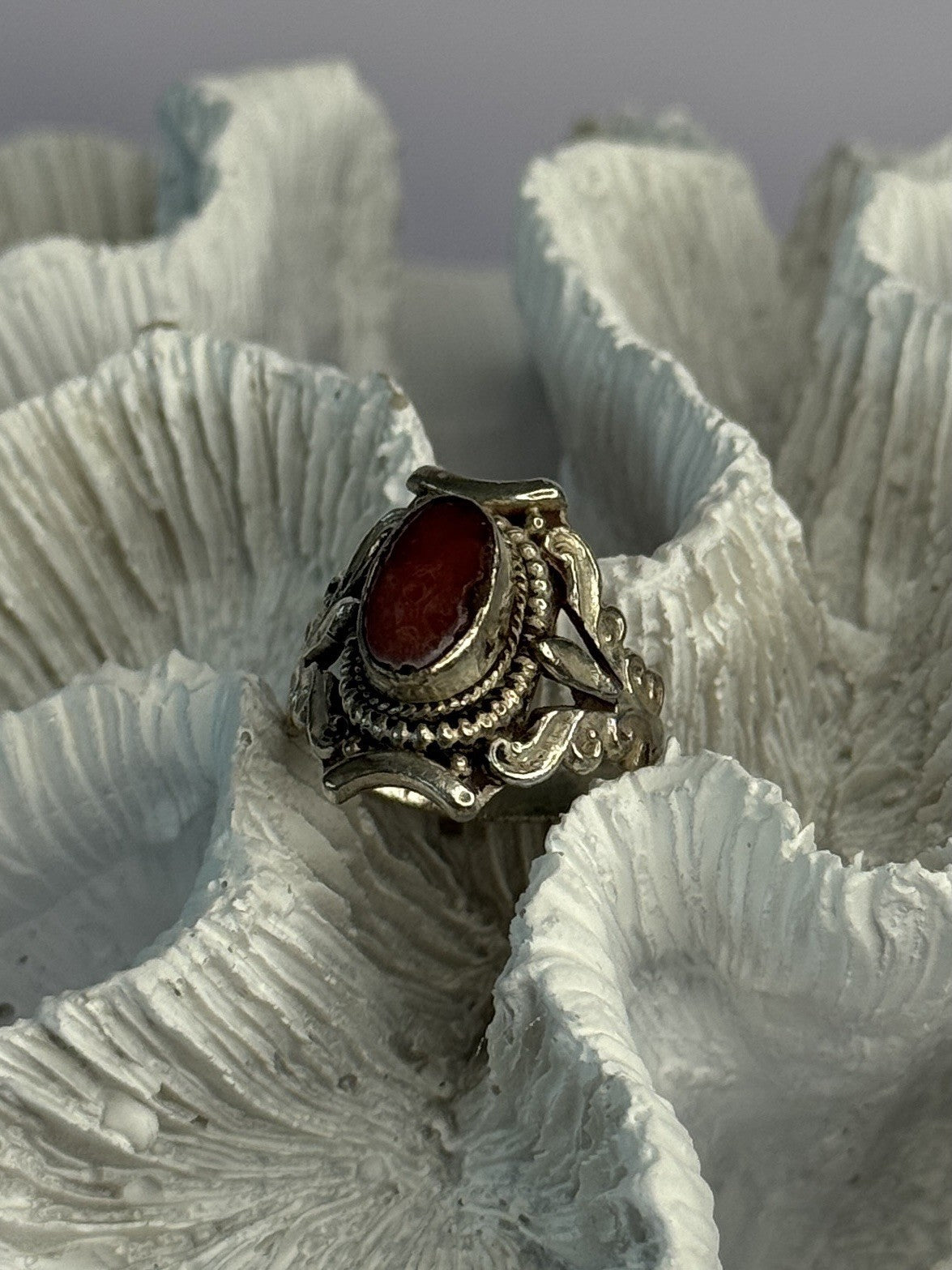 Vintage 925 Sterling Silver Agate Ring Size 6
