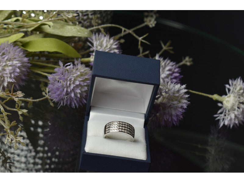 925 Sterling Silver CZ Band Ring Size 10